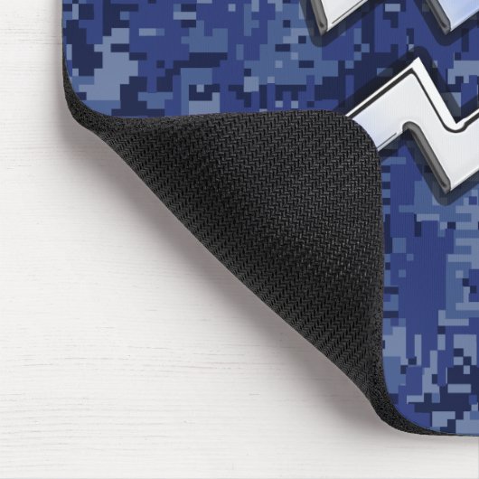 アクエリアス〔占星術の〕十二宮図シンボルの青いデジタル迷彩柄装飾 マウスパッド (コーナー)