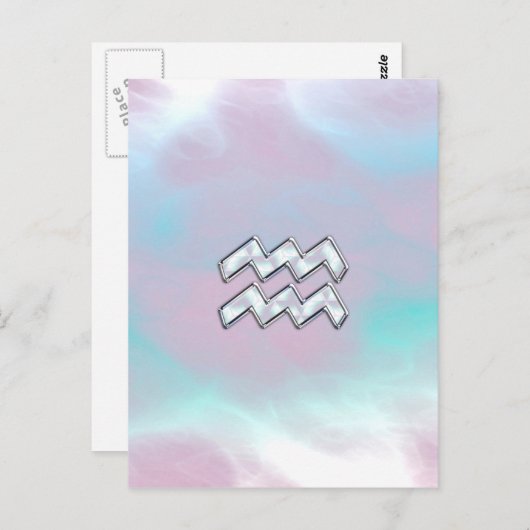 アクエリアス〔占星術の〕十二宮図シンボルオンマザーオブパールヌアクア ポストカード (正面/裏面)