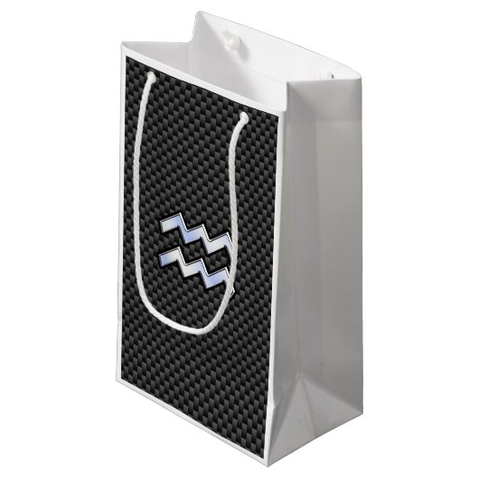 アクエリアス〔占星術の〕十二宮図シンボルカーボンファイバーデコール スモールペーパーバッグ (正面アングル)