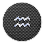 アクエリアス〔占星術の〕十二宮図シンボルカーボンファイバーデコール セラミックノブ (正面)