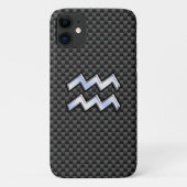 アクエリアス〔占星術の〕十二宮図シンボルカーボンファイバーデコール Case-Mate iPhoneケース (裏面)