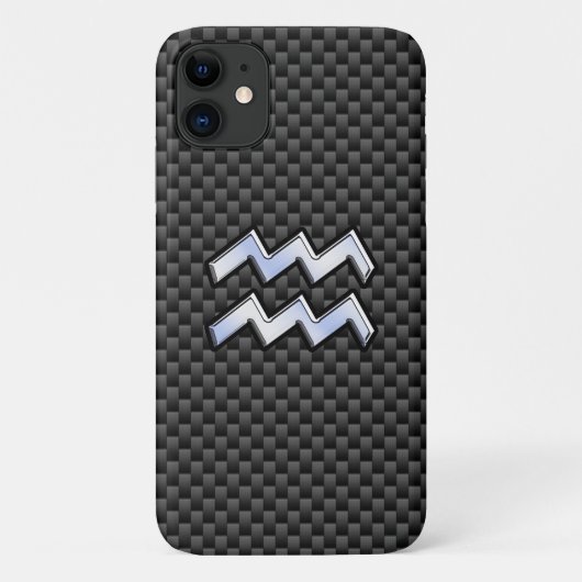 アクエリアス〔占星術の〕十二宮図シンボルカーボンファイバーデコール Case-Mate iPhoneケース (裏面)