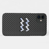 アクエリアス〔占星術の〕十二宮図シンボルカーボンファイバーデコール Case-Mate iPhoneケース (裏面(横))