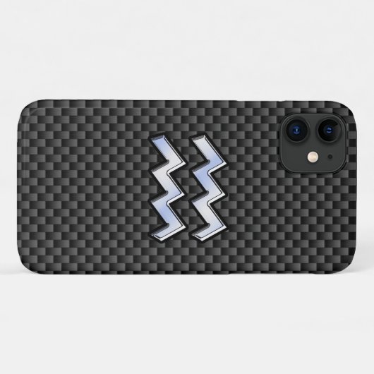 アクエリアス〔占星術の〕十二宮図シンボルカーボンファイバーデコール Case-Mate iPhoneケース (裏面(横))