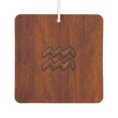 アクエリアス〔占星術の〕十二宮図シンボルマホガニーウッドスタイル カーエアーフレッシュナー (正面)