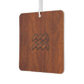 アクエリアス〔占星術の〕十二宮図シンボルマホガニーウッドスタイル カーエアーフレッシュナー (左)