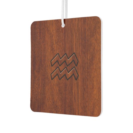 アクエリアス〔占星術の〕十二宮図シンボルマホガニーウッドスタイル カーエアーフレッシュナー (左)