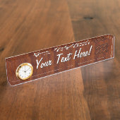 アクエリアス〔占星術の〕十二宮図シンボルマホガニースタイル デスクネームプレート (側面)