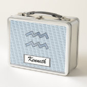 アクエリアス〔占星術の〕十二宮図シンボル要素by K Yoncich メタルランチボックス (正面)