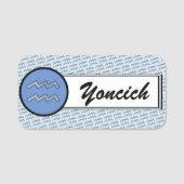 アクエリアス〔占星術の〕十二宮図シンボル要素by K Yoncich 名札 (正面)