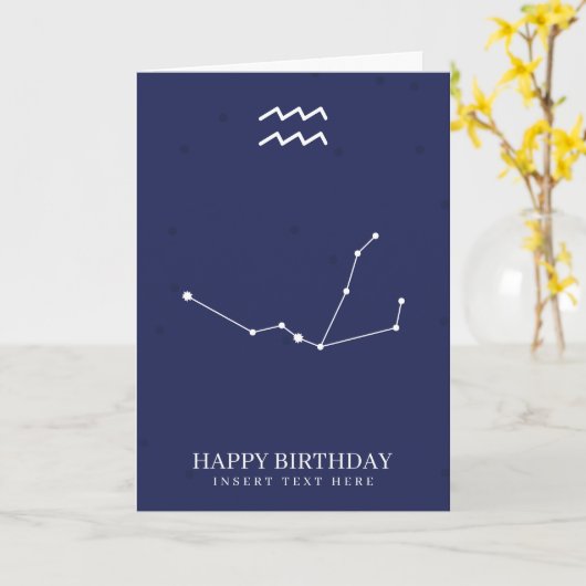 アクエリアス〔占星術の〕十二宮図スターサインカスタム誕生日 カード (黄色い花)