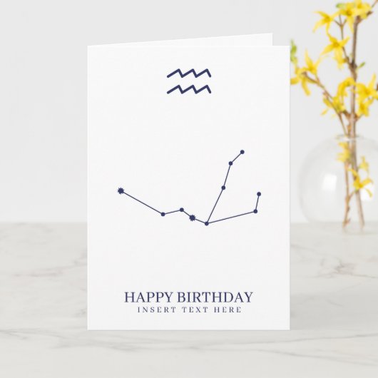 アクエリアス〔占星術の〕十二宮図スターサインカスタム誕生日 カード (黄色い花)