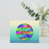 アクエリアス〔占星術の〕十二宮図スターサインレインボー ポストカード (スタンド正面)