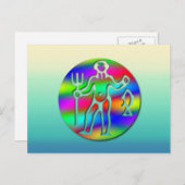 アクエリアス〔占星術の〕十二宮図スターサインレインボー ポストカード (正面/裏面)