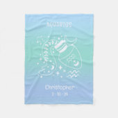 アクエリアス〔占星術の〕十二宮図スター名誕生日ブルーベビー フリースブランケット (正面)