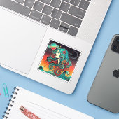 アクエリアス〔占星術の〕十二宮図ステッカーレトロデザイン シール (ノートパソコンとiPhone)