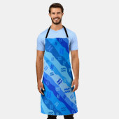 アクエリアス〔占星術の〕十二宮図ストライプ エプロン (着用した状態)