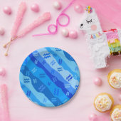 アクエリアス〔占星術の〕十二宮図ストライプ ペーパープレート (パーティー)