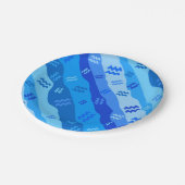 アクエリアス〔占星術の〕十二宮図ストライプ ペーパープレート (アングル)