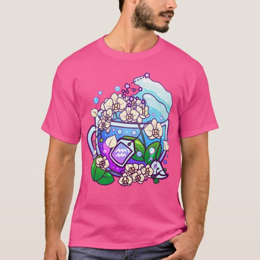 アクエリアス〔占星術の〕十二宮図ティーカップ Tシャツ (正面)