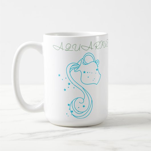 アクエリアス〔占星術の〕十二宮図デザインユニーク- Astrology Art for コーヒーマグカップ (左)