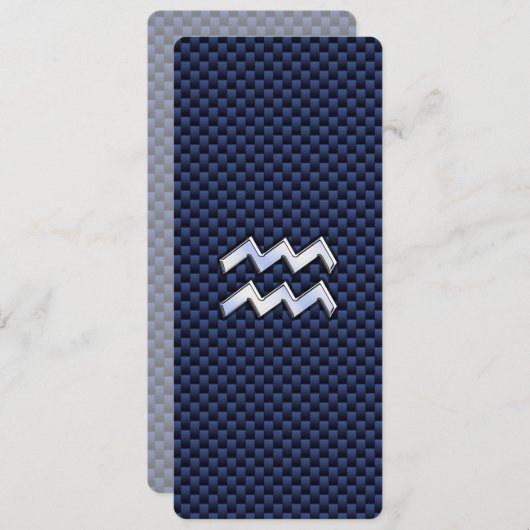 アクエリアス〔占星術の〕十二宮図ネイビーブルー炭素繊維にサイン (正面/裏面)