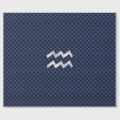 アクエリアス〔占星術の〕十二宮図ネイビーブルー炭素繊維にサイン ラッピングペーパー (フラット)