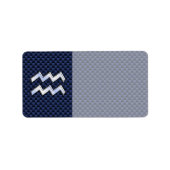 アクエリアス〔占星術の〕十二宮図ネイビーブルー炭素繊維にサイン ラベル (正面)