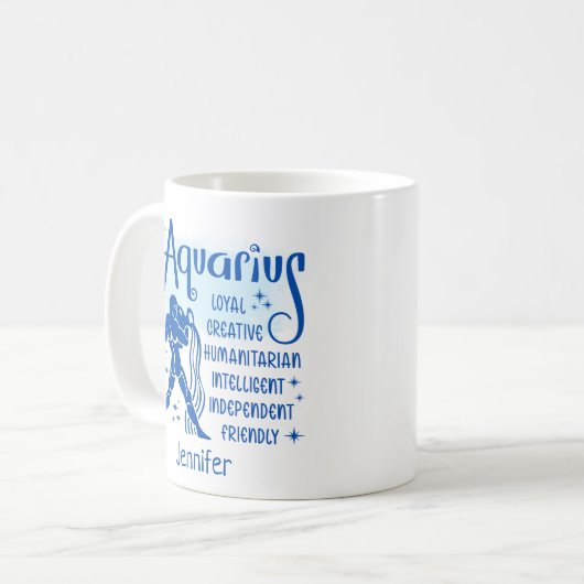 アクエリアス〔占星術の〕十二宮図パーソナライズされた形質占星術 コーヒーマグカップ (正面左)