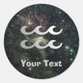 アクエリアス〔占星術の〕十二宮図ユニバース名ギフトラベル蔵書票 ラウンドシール (正面)