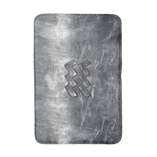 アクエリアス〔占星術の〕十二宮図動揺してサインシルバースチール バスマット (正面縦)