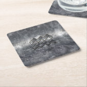 アクエリアス〔占星術の〕十二宮図動揺してシルバースチールスタイル スクエアペーパーコースター (アングル)