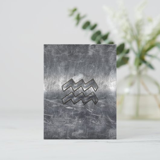 アクエリアス〔占星術の〕十二宮図動揺してシルバースチールスタイル ポストカード (スタンド正面)