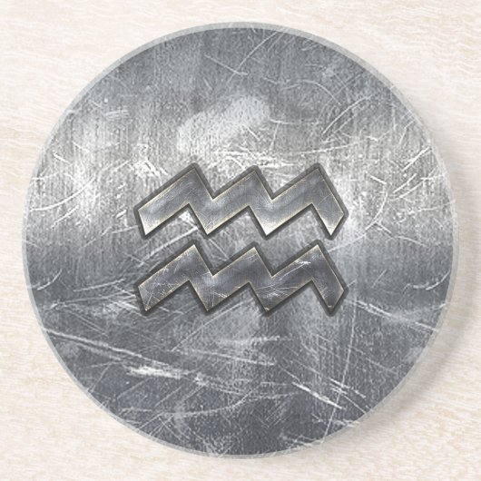 アクエリアス〔占星術の〕十二宮図動揺してシンボルシルバースチール コースター (正面)