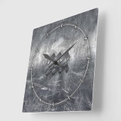 アクエリアス〔占星術の〕十二宮図動揺してシンボルシルバースチール スクエア壁時計 (傾斜)