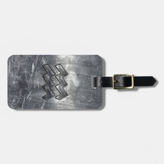 アクエリアス〔占星術の〕十二宮図動揺してシンボルシルバースチール ラゲッジタグ (正面横)