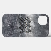 アクエリアス〔占星術の〕十二宮図動揺してシンボルシルバースチール Case-Mate iPhoneケース (裏面 (横))