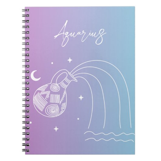 アクエリアス〔占星術の〕十二宮図占星術星記号グラデーション ノートブック (正面)