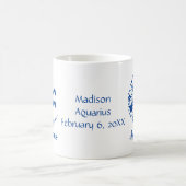 アクエリアス〔占星術の〕十二宮図占星術誕生日ギフトブルー コーヒーマグカップ (中央)