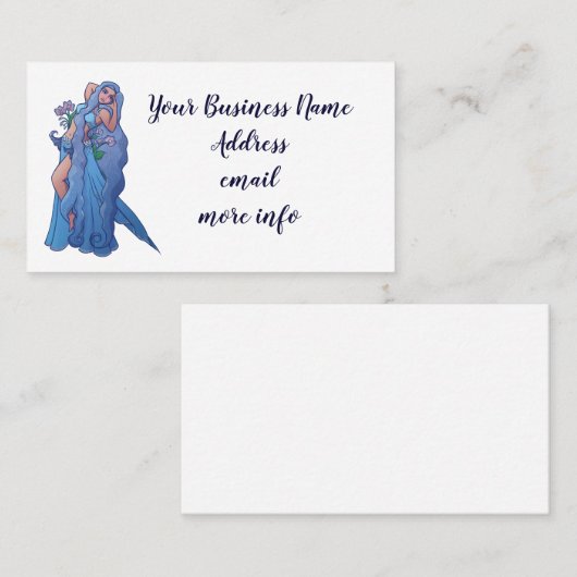 アクエリアス〔占星術の〕十二宮図女神ベリーダンサーアート誕生日 名刺 (正面/裏面)