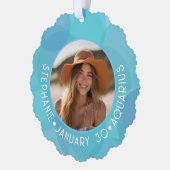 アクエリアス〔占星術の〕十二宮図星占いサイン写真誕生日 オーナメントカード (左)