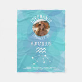 アクエリアス〔占星術の〕十二宮図星占いサイン写真誕生日 フリースブランケット (正面)