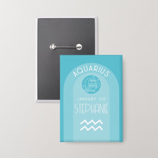 アクエリアス〔占星術の〕十二宮図星占いサイン写真誕生日 缶バッジ (正面/裏面)