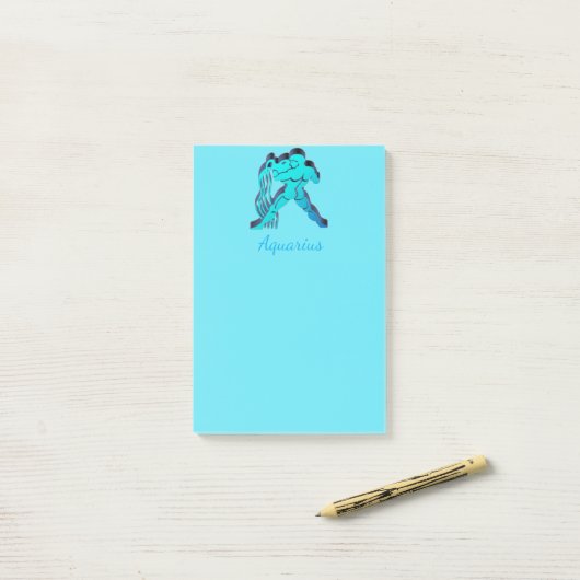 アクエリアス〔占星術の〕十二宮図星占いブルーエレガントサンサイン ポストイット (デスク上)