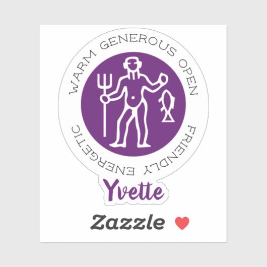 アクエリアス〔占星術の〕十二宮図星印の特徴パープルステッカー シール (シート)