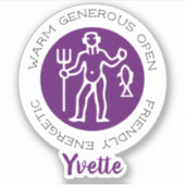 アクエリアス〔占星術の〕十二宮図星印の特徴パープルステッカー シール (正面)