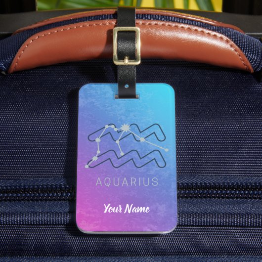 アクエリアス〔占星術の〕十二宮図星印占星術星座 ラゲッジタグ (正面インサイチュ2)