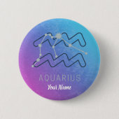 アクエリアス〔占星術の〕十二宮図星印占星術星座 缶バッジ (正面)