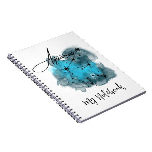 アクエリアス〔占星術の〕十二宮図星座の水色 ノートブック (右側)