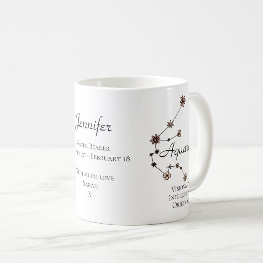 アクエリアス〔占星術の〕十二宮図星状花星座 コーヒーマグカップ (正面右)